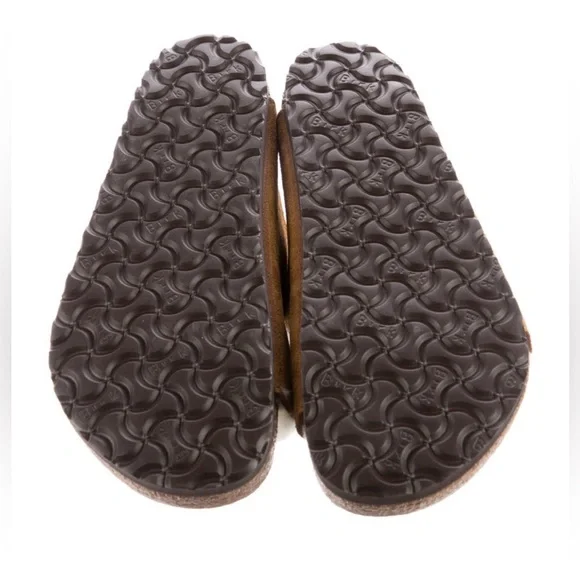 Birkenstock Arizona Shearling Mink Brown Tan Sandals 42 11 regular width. - Picture 5 of 5